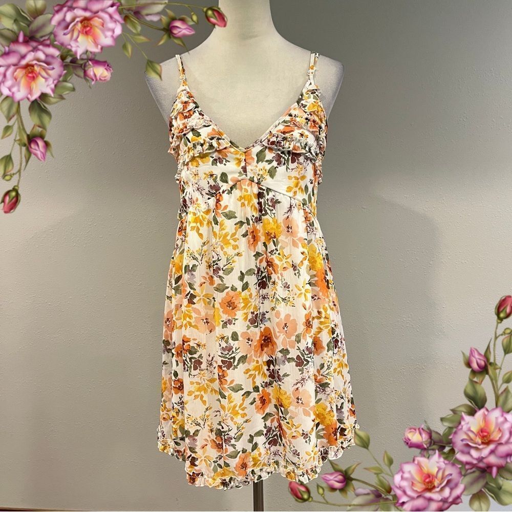 Trixxi Floral sleeves V-Neck juniors mini Dress size extra large